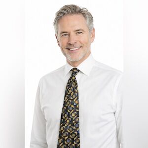 Vintage Mulberry Silk Tie Abstract Geometric Black Gold Blue 90s Designer